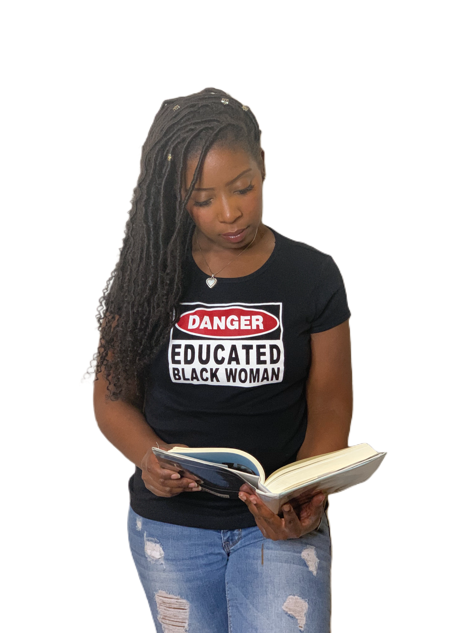 Danger Educated Black Ladies Fitted Tee