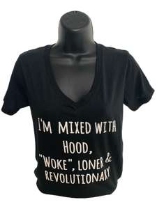 Mixed with Hood - Fitted V-Neck Tee